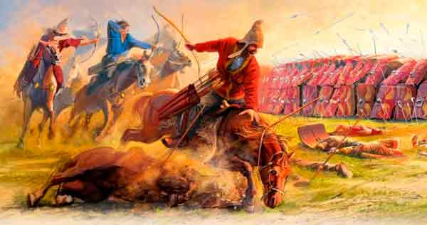 Битва парфянских конных лучников с римскими легионерами императора Траяна, Война Рима с Парфией 114—117 гг.