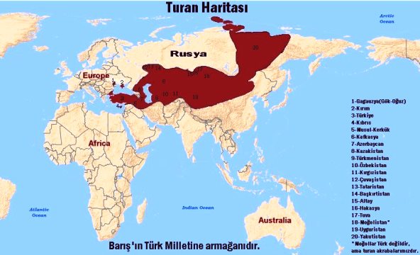 Территории на основе которых будет создан Великий Туран (Пантуран)