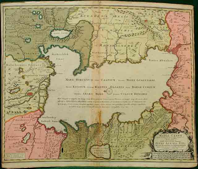 Карта Прикаспийских земель. 1723 г.